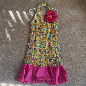 Yellow sequin dance costume